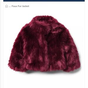 Janie and Jack Faux Fur Burgundy Cropped Jacket with hidden buttons